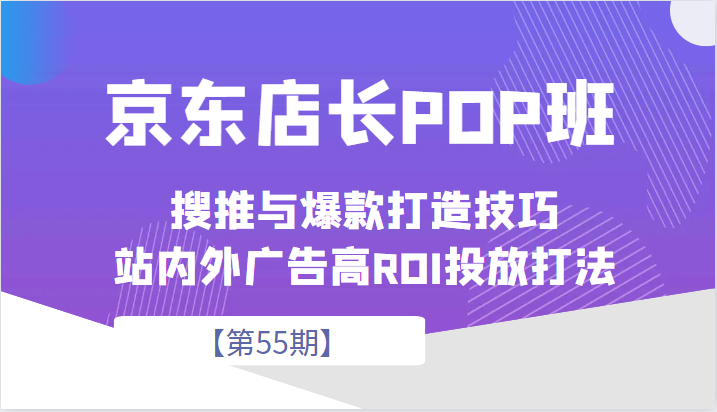 京东店长POP班【第55期】，京东搜推与爆款打造技巧，站内外广告高ROI投放打法-副业库