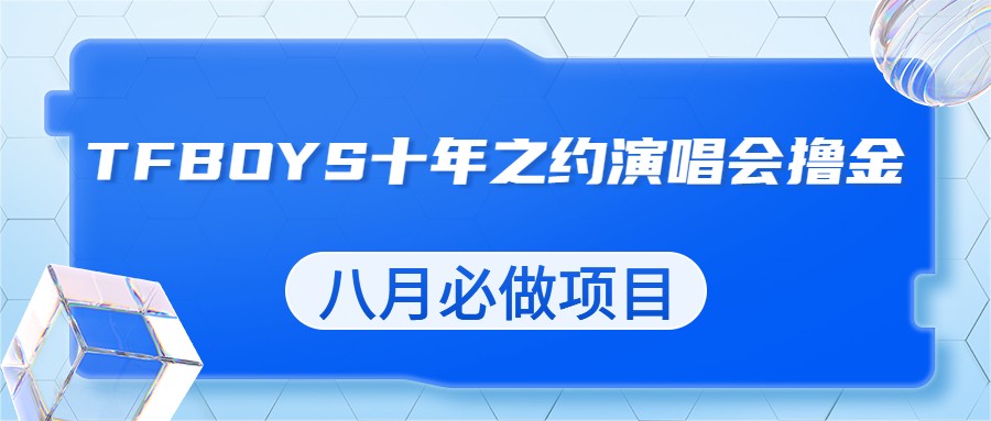 最新蓝海项目，靠最近非常火的TFBOYS十年之约演唱会流量掘金，八月必做的项目-副业库
