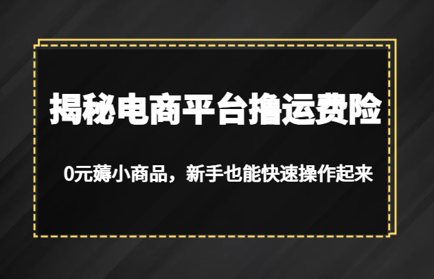 揭秘电商平台撸运费险，0元薅小商品，新手也能快速操作起来-副业库