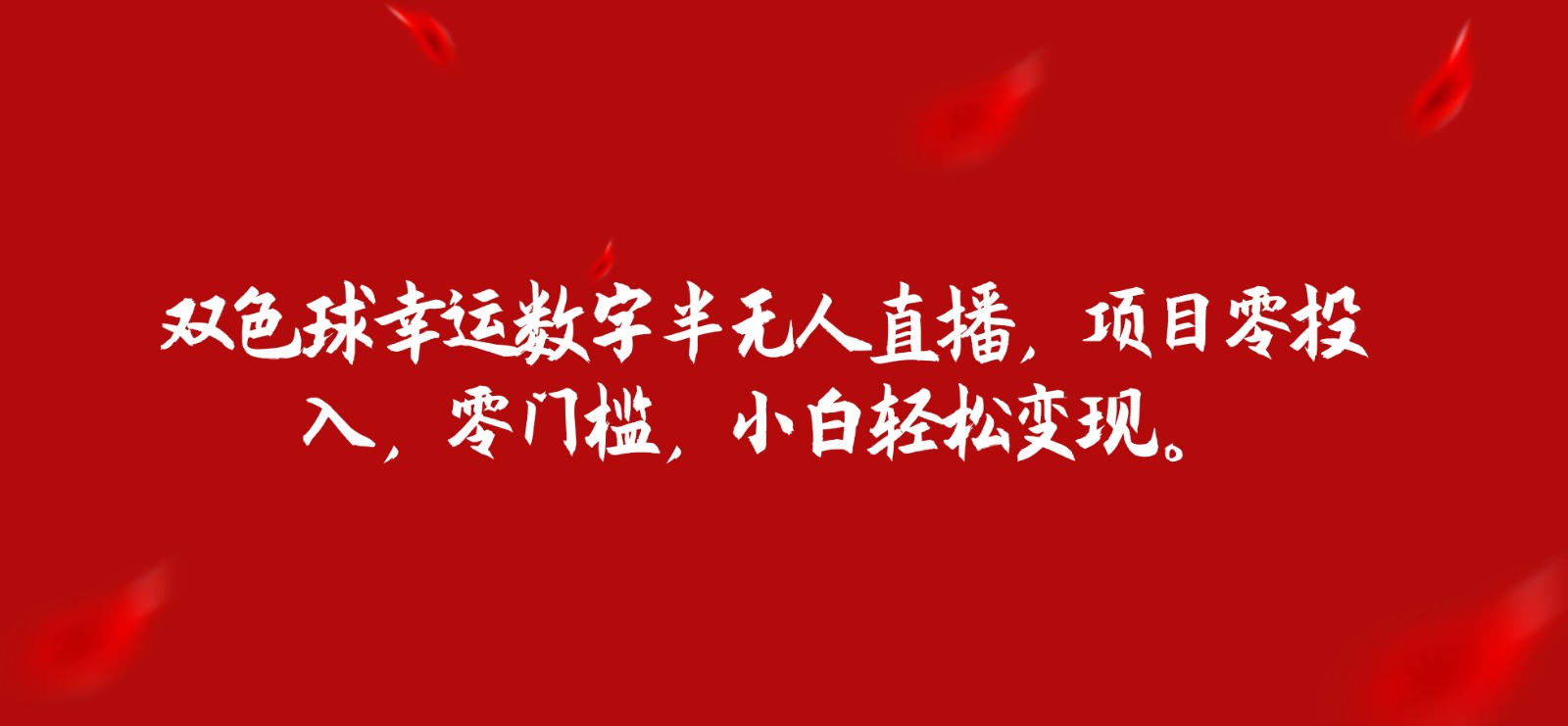 双色球幸运数字半无人直播，项目零投入，零门槛，小白轻松变现。-副业库