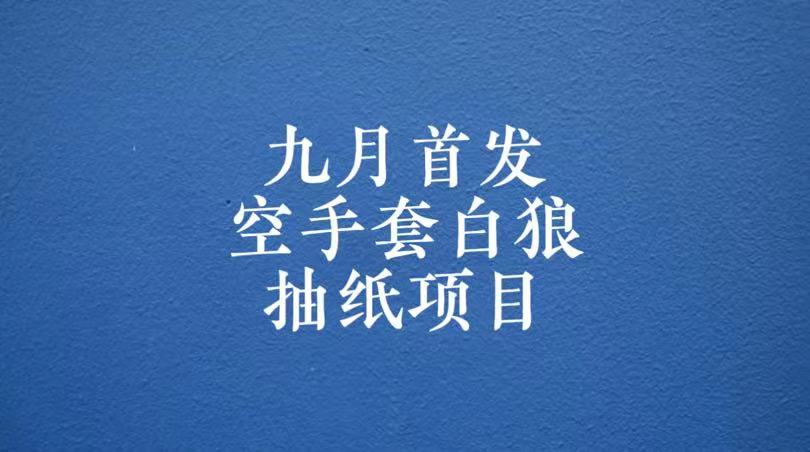 0成本，日入100-500空手套白狼抽纸项目，保姆级教学-副业库