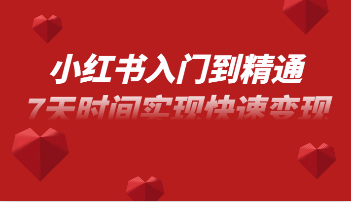 小红书入门到精通课，无货源电商实操运营，7天时间实现快速变现-副业库