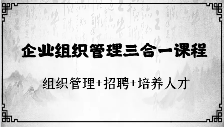 企业组织管理三合一课程：组织管理+招聘+培养人才-副业库