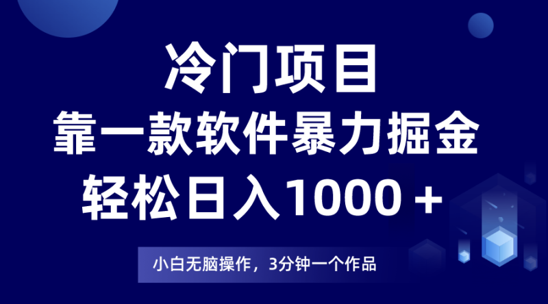 冷门项目靠一款软件，暴力掘金日入1000＋，小白轻松上手-副业库