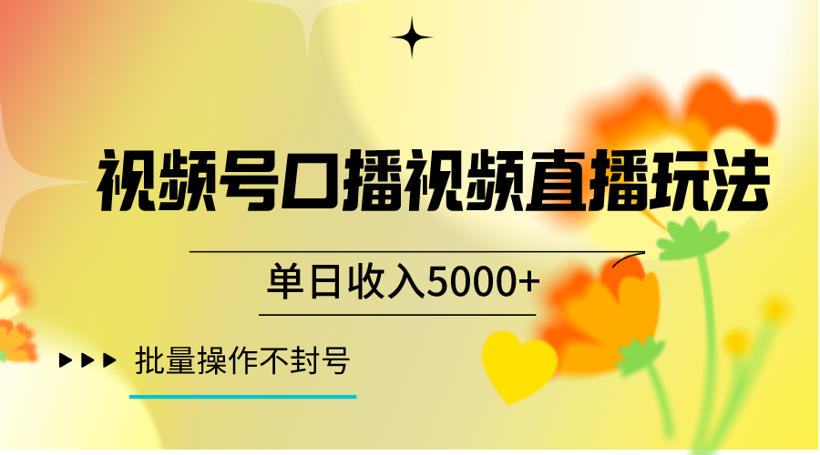 视频号口播视频直播玩法单日收入5000+，一种可以单号持续操作的玩法-副业库
