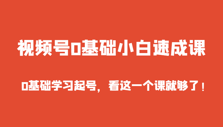 视频号0基础小白速成课，0基础学习起号，看这一个课就够了！-副业库