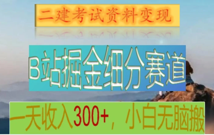 B站掘金细分赛道，二建考试资料变现，一天收入300+，操作简单，纯小白也能轻松上手-副业库