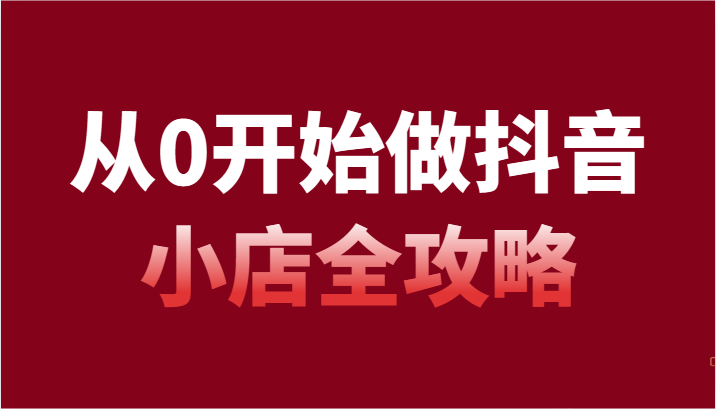 从0开始做抖音小店全攻略，抖音开店全步骤详细解说（54节课）-副业库