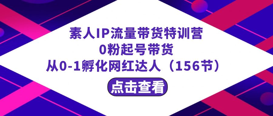 繁星·计划素人IP流量带货特训营：0粉起号带货 从0-1孵化网红达人（156节）-副业库