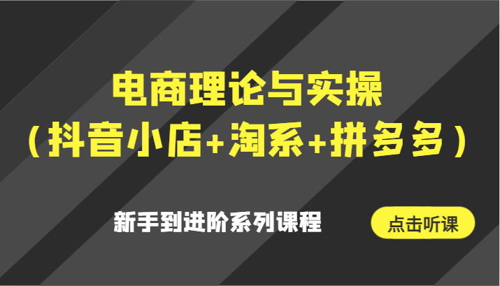 电商理论与实操（抖音小店+淘系+拼多多）新手到进阶系列课程-副业库