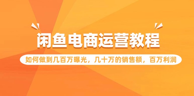 闲鱼电商运营教程：如何做到几百万曝光，几十万的销售额，百万利润-副业库