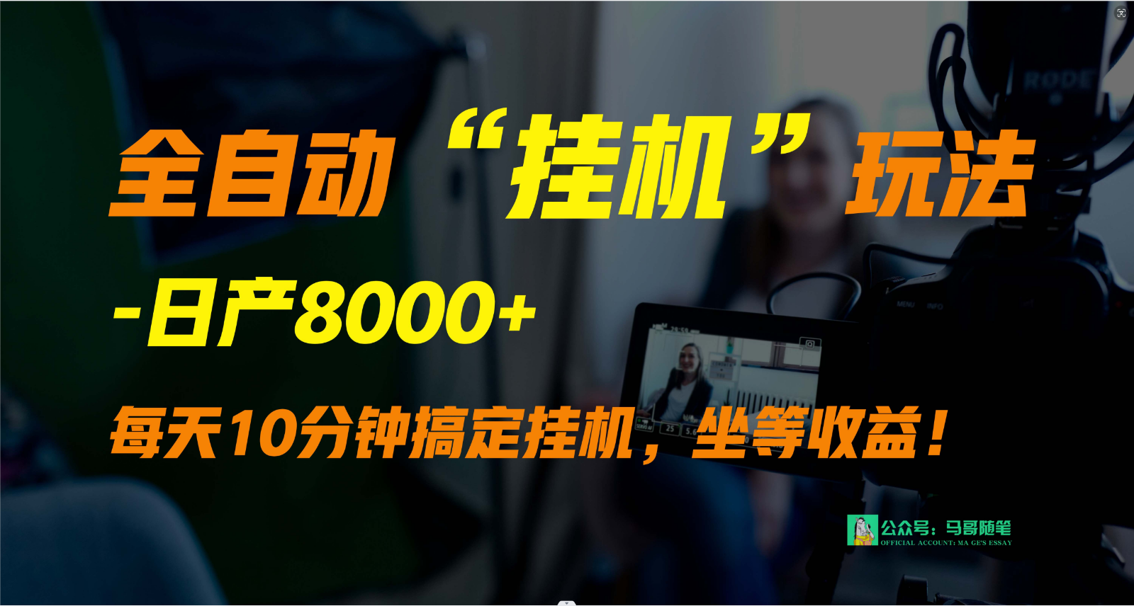 外面卖1980的全自动“挂机”玩法，实现睡后收入，日产8000+-副业库