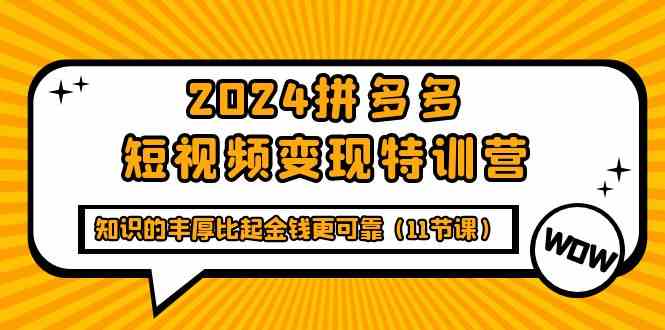 2024拼多多短视频变现特训营，知识的丰厚比起金钱更可靠（11节课）-副业库
