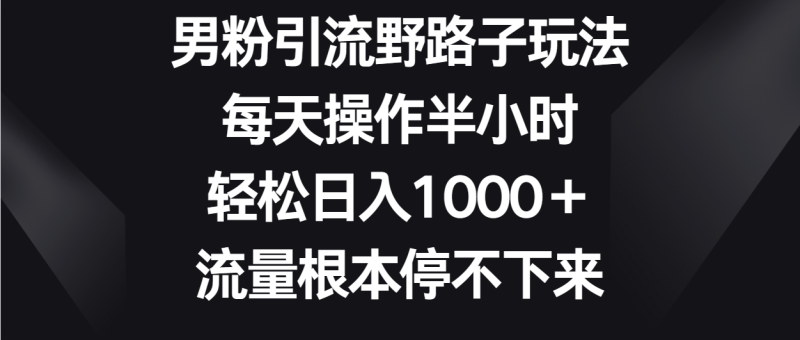 男粉引流野路子玩法，每天操作半小时轻松日入1000＋，流量根本停不下来-副业库