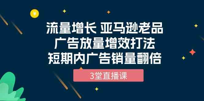 流量增长 亚马逊老品广告放量增效打法，短期内广告销量翻倍（3堂直播课）-副业库