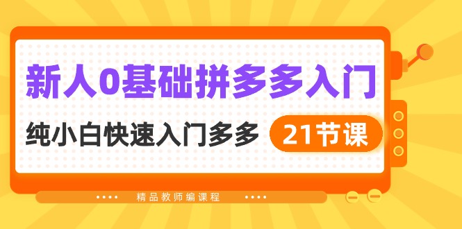 新人0基础拼多多入门，纯小白快速入门多多（21节课）-副业库