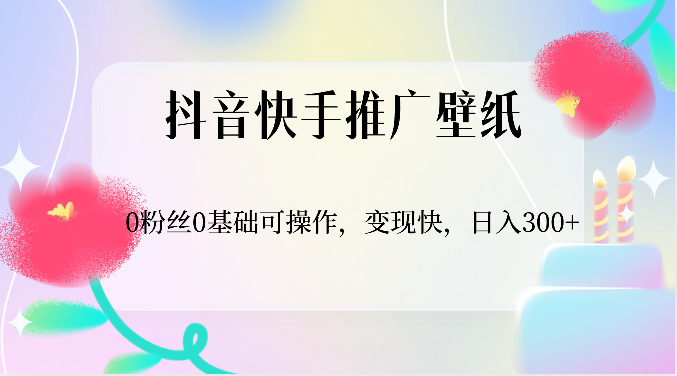 抖音快手推广壁纸，0粉丝0基础可操作，变现快，日入300+-副业库
