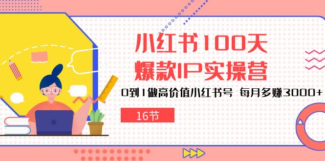 小红书100天爆款IP实操营，0到1做高价值小红书号，每月多赚3000+（16节）-副业库