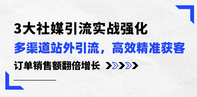 3大社媒引流实操强化，多渠道站外引流/高效精准获客/订单销售额翻倍增长-副业库