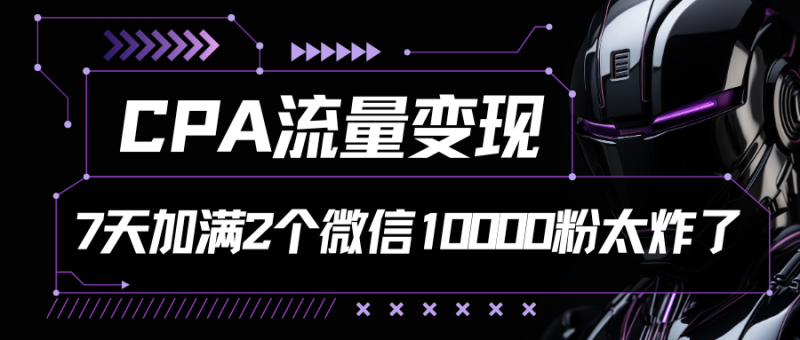 CPA流量变现，7天加满两个微信10000粉-副业库