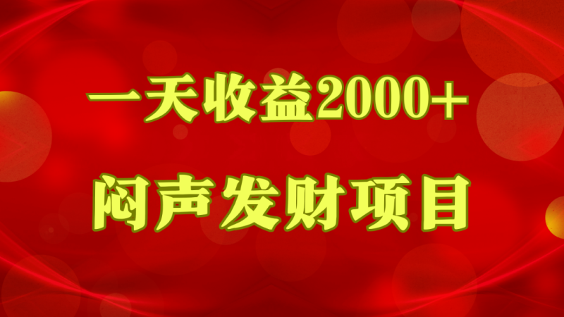 闷声发财，一天收益2000+，到底什么是赚钱，看完你就知道了-副业库
