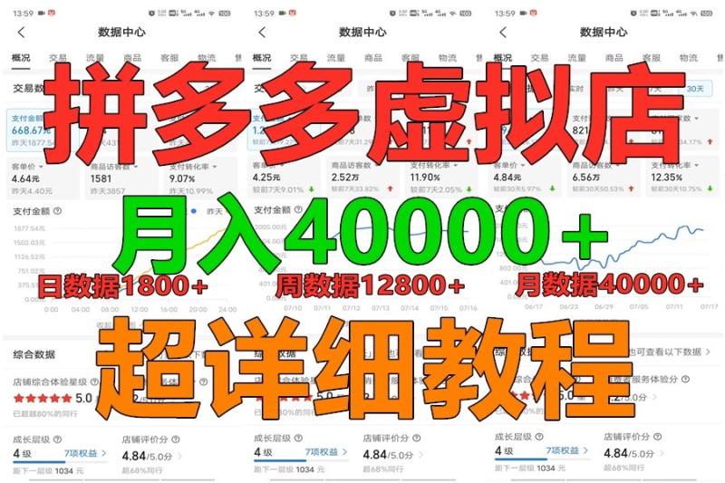 拼多多虚拟电商训练营月入40000+，全网最详细，你做你也行，暴利稳定长久-副业库