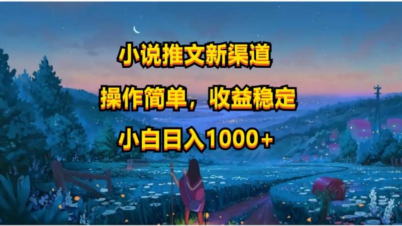 小说推文新玩法，操作简单，收益稳定，日入1000+-副业库