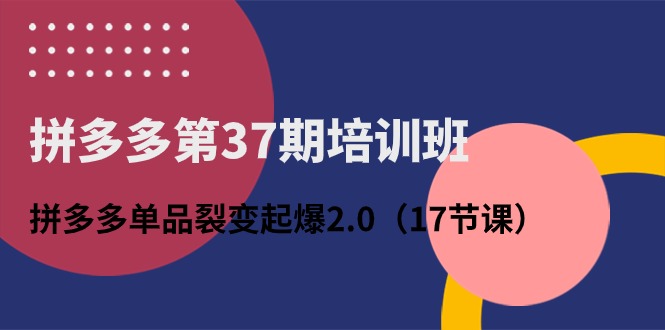 拼多多第37期培训班：拼多多单品裂变起爆2.0（17节课）-副业库