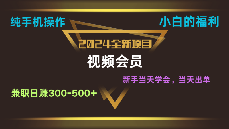影视会员兼职日入500-800，纯手机操作当天上手当天出单 小白福利-副业库