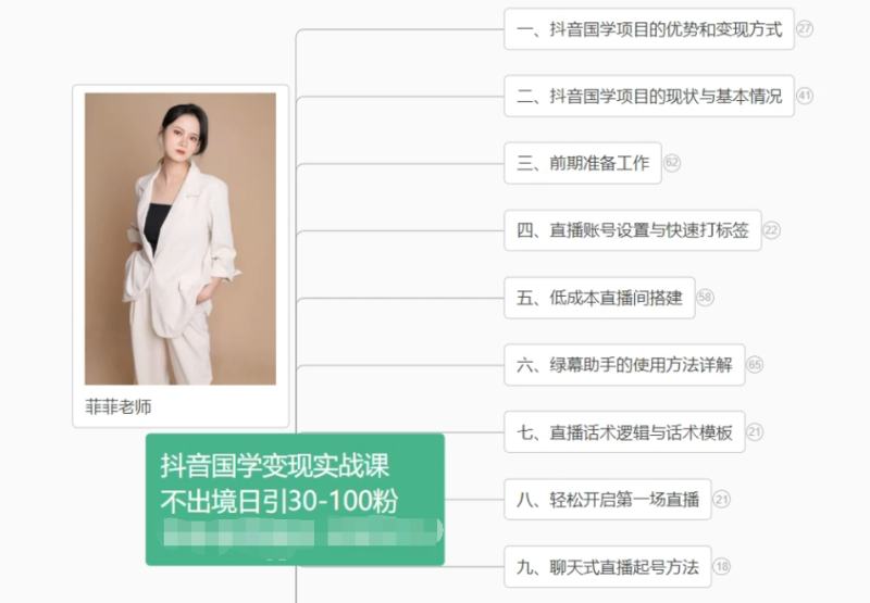 抖音国学变现项目：不出境日引30-100粉实战课程-副业库