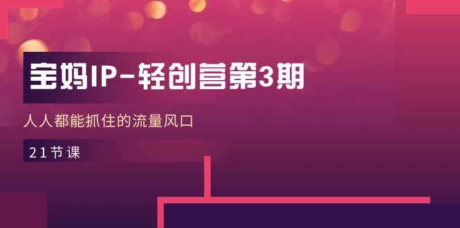 宝妈IP轻创营第3期，人人都能抓住的流量风口（21节课）-副业库