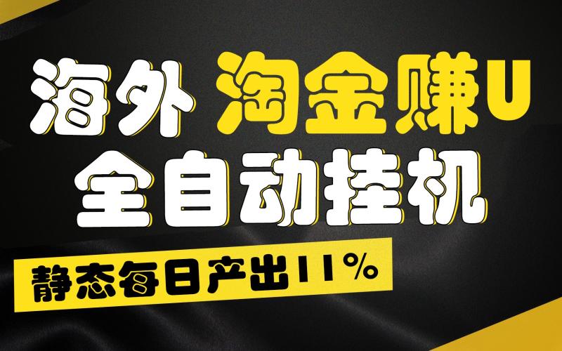 海外淘金赚U，全自动挂机，静态每日产出11%，拉新收益无上限，轻松日入1万+-副业库