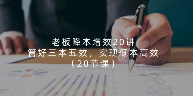 老板降本增效20讲，管好三本五效，实现低本高效（20节课）-副业库