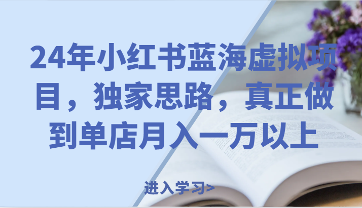 24年小红书蓝海虚拟项目，独家思路，真正做到单店月入一万以上。-副业库