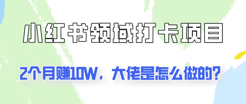 通过小红书领域打卡项目2个月赚10W，大佬是怎么做的？-副业库