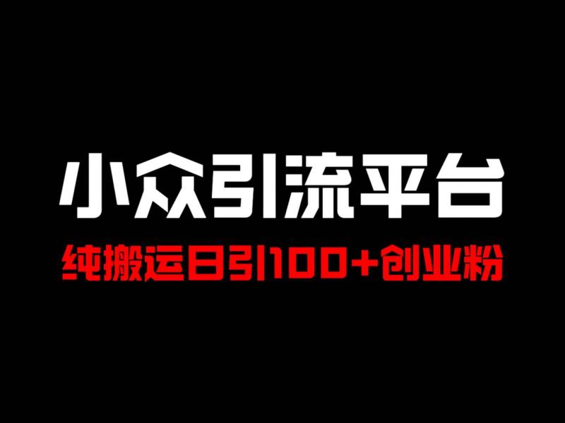 冷门引流平台，纯搬运日引100+高质量年轻创业粉！-副业库