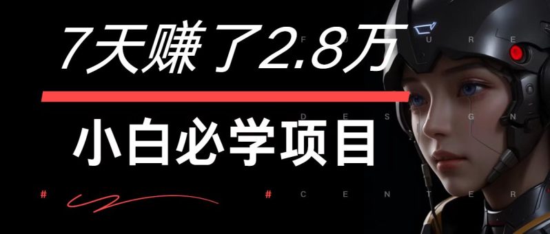 7天赚了2.8万！每单利润最少500+，轻松月入7万+小白有手就行-副业库