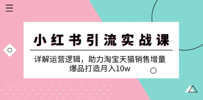 小红书引流实战课：详解运营逻辑，助力淘宝天猫销售增量，爆品打造月入10w-副业库