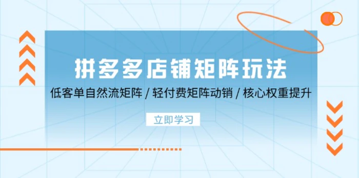 拼多多店铺矩阵玩法：低客单自然流矩阵 / 轻付费矩阵 动销 / 核心权重提升-副业库