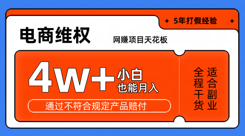 网赚项目天花板电商购物维权月收入稳定4w+独家玩法小白也能上手-副业库