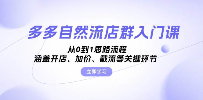 多多自然流店群入门课，从0到1思路流程，涵盖开店、加价、截流等关键环节-副业库