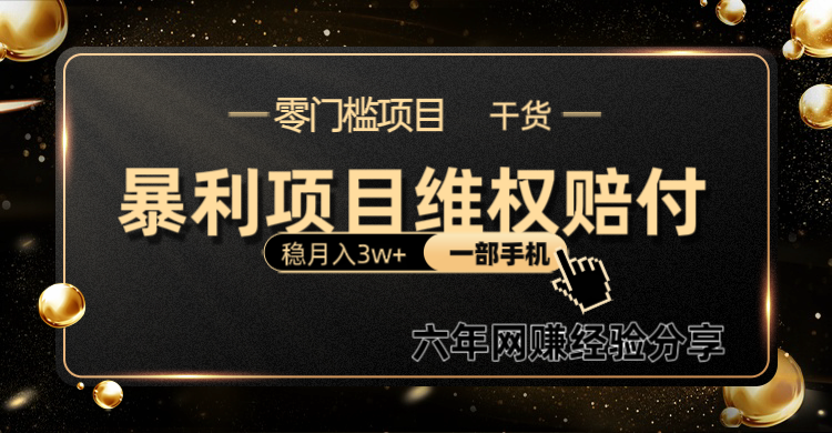 暴利项目线上维q赔付小白月入3w+一部手机改变思维不用剪辑写文案-副业库