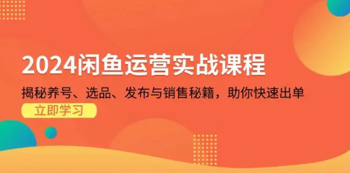 2024闲鱼运营实战课程：揭秘养号、选品、发布与销售秘籍，助你快速出单-副业库