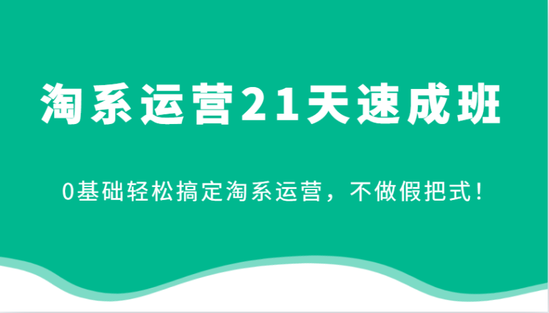 淘系运营21天速成班，0基础轻松搞定淘系运营，不做假把式！-副业库