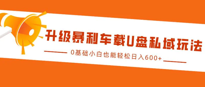 升级暴利车载U盘私域玩法，0基础小白也能轻松日入600+-副业库