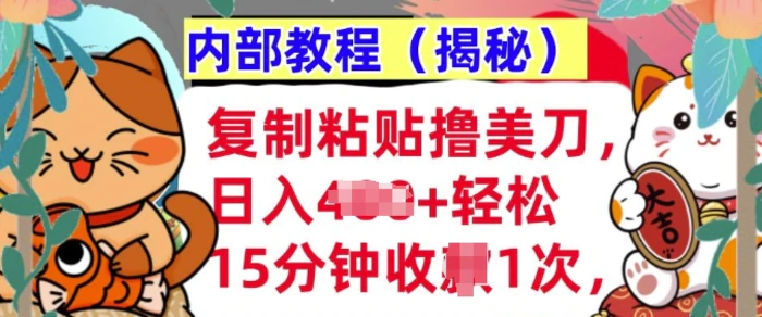 复制粘贴撸美刀，日入多张，内部教程(揭秘)，懒人捡钱，长期自动收入-副业库
