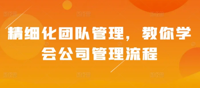 精细化团队管理，教你学会公司管理流程-副业库
