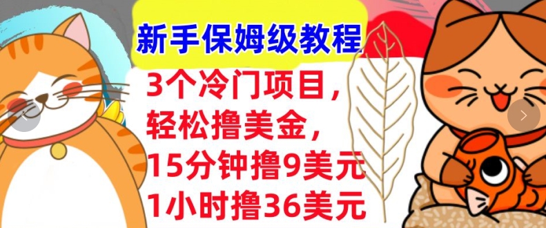 3个冷门项目，轻松撸美刀，1小时撸36刀，新手保姆级教程-副业库