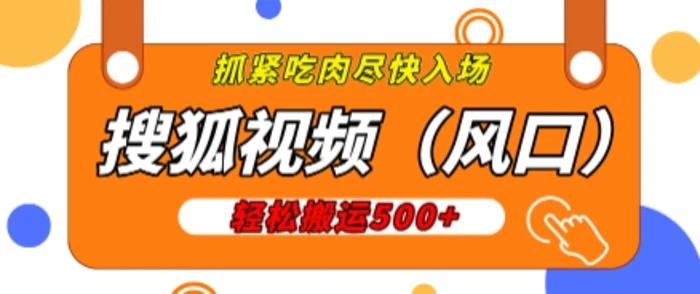 搜狐视频，新风口，1天200-500收益，抓紧吃肉!-副业库