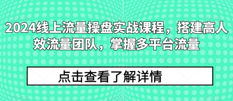 2024线上流量操盘实战课程，搭建高人效流量团队，掌握多平台流量-副业库